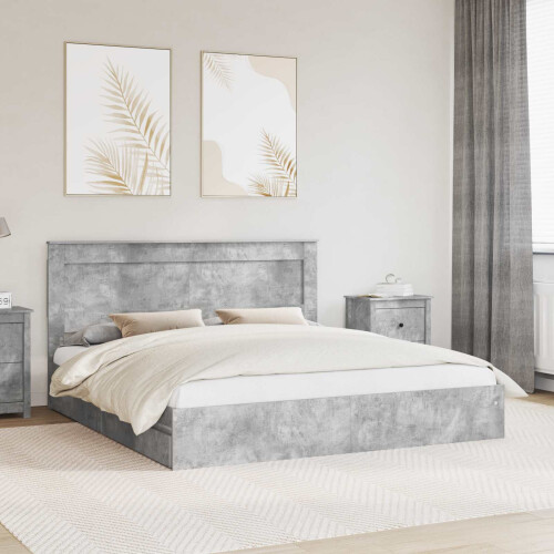 Berkfield Storage Bed Concrete Grey 200 x 200 cm Engineered Wood