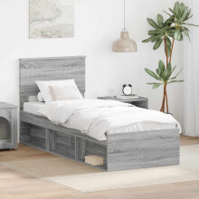 Berkfield Bed Frame Grey Sonoma 75 x 190 cm Solid Pine Wood