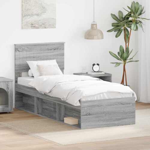 Berkfield Bed Frame Grey Sonoma 75 x 190 cm Solid Pine Wood