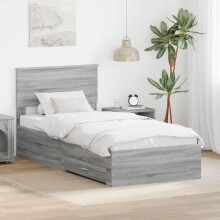 Berkfield Bed Frame Grey Sonoma and Silver 75 x 190 cm Engineered Wood