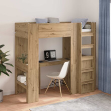 Berkfield Loft Bed Frame with Desk with Storage Artisan Oak 75 x 190 cm