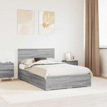 Berkfield Bed Frame with Drawer Grey Sonoma 120 x 190 cm Engineered Wood
