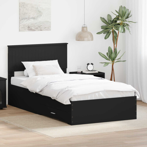 Berkfield Bed Frame Black and Silver 100 x 200 cm Engineered Wood