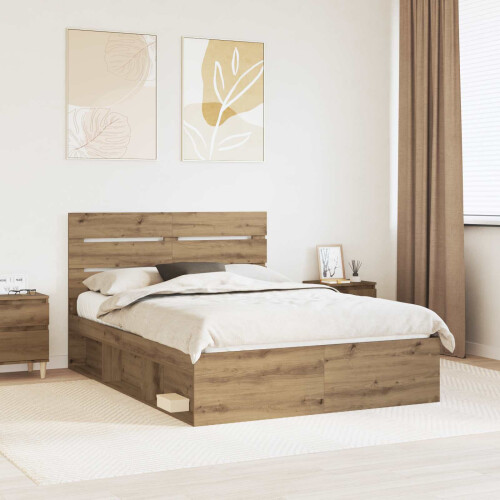 Berkfield Bed Frame Artisian Oak 150 x 200 cm Solid Pine Wood