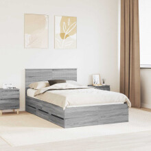 Berkfield Bed Frame with Drawer Grey Sonoma 120 x 190 cm Engineer Wood
