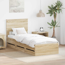 Berkfield Bed Frame with Drawer Sonoma Oak 75 x 190 cm Engineer Wood