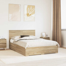 Berkfield Bed Frame with Drawer Sonoma Oak 135 x 190 cm Engineered Wood