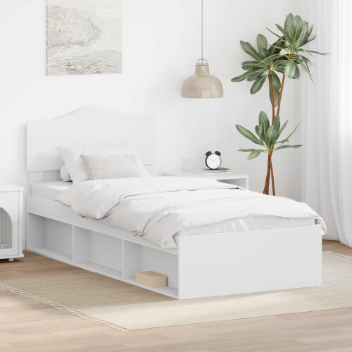 Berkfield Bed Frame with Headboard White 90 x 190 cm Solid Pine Wood