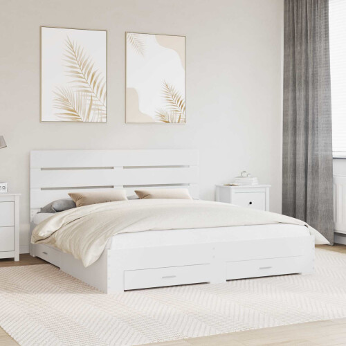 Berkfield Bed Frame with Drawer White 180 x 200 cm Engineered Wood