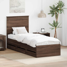 Berkfield Bed Frame with Drawer Brown Oak 75 x 190 cm Engineer Wood