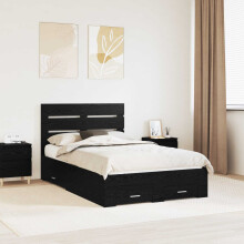 Berkfield Bed Frame with Drawer Black Oak 135 x 190 cm Engineered Wood