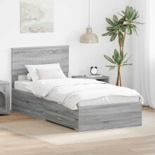 Berkfield Bed Frame with Drawer Grey Sonoma 90 x 190 cm Engineered Wood
