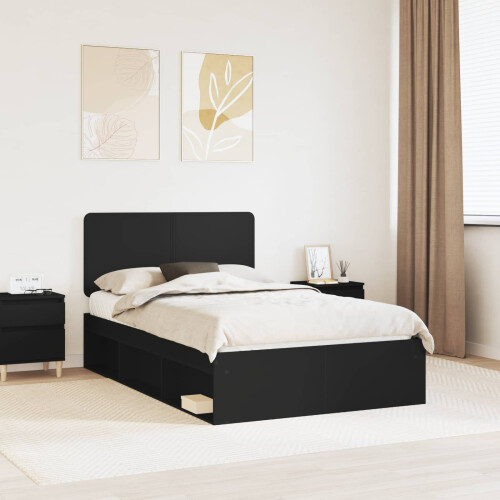 Berkfield Bed Frame with Headboard Black 120 x 200 cm Solid Pine Wood