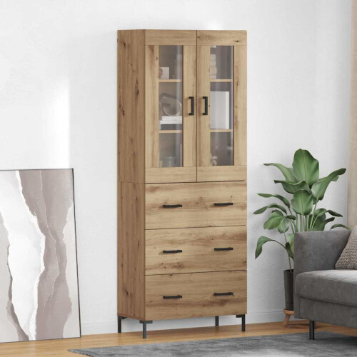 Berkfield Highboard with Drawer 2 pcs Artisan Oak Engineered Wood