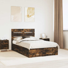 Berkfield Bed Frame with Drawer Smoked Oak 120 x 190 cm Engineered Wood
