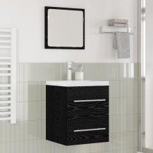 Berkfield Bathroom Sink Cabinet with Drawer Black Oak 41 x 38.5 x 48 cm