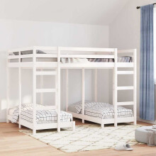 Berkfield Triple Bunk Bed Frame White 140 x 200 cm Solid Pine Wood