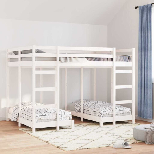 Berkfield Triple Bunk Bed Frame White 140 x 200 cm Solid Pine Wood