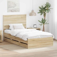 Berkfield Bed Frame with Drawer Sonoma Oak 100 x 200 cm Engineer Wood