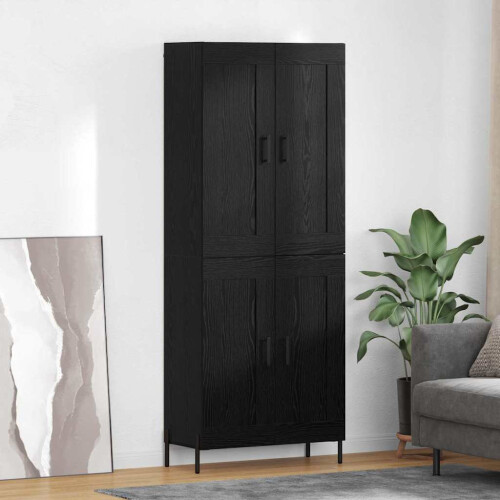 Berkfield Highboard 2 pcs Black Oak Engineered Wood