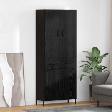 Berkfield Highboard Black Oak 69.5 x 34 x 180 cm Engineered Wood