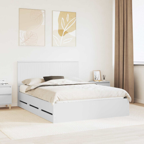 Berkfield Bed Frame with Drawer White 150 x 200 cm Engineer Wood