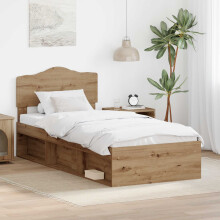 Berkfield Bed Frame Artisian Oak 75 x 190 cm Solid Pine Wood