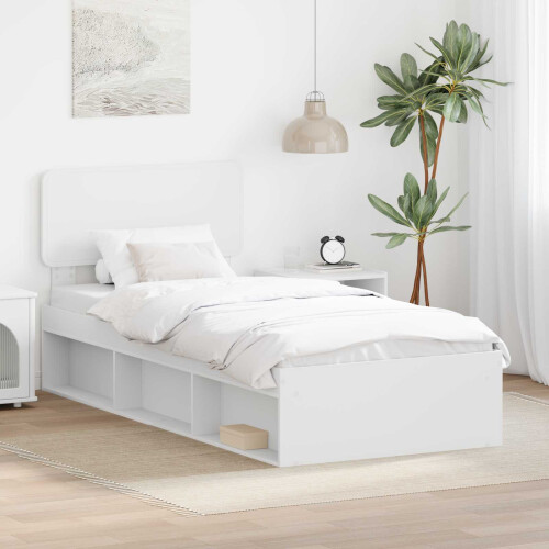 Berkfield Bed Frame with Headboard White 90 x 190 cm Solid Pine Wood