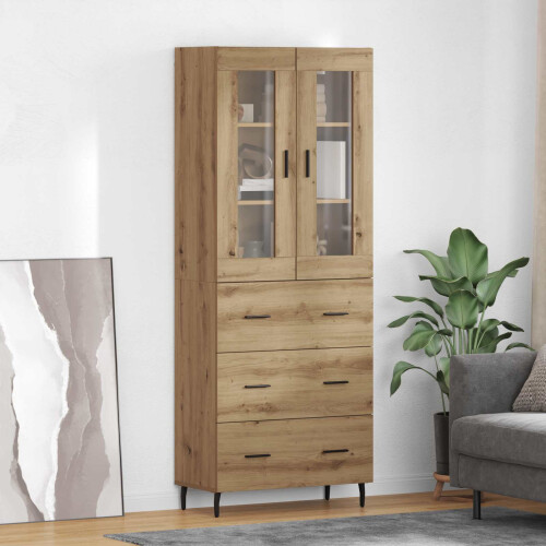 Berkfield Highboard with Drawer 2 pcs Artisan Oak Engineered Wood