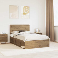 Berkfield Bed Frame Artisian Oak 120 x 190 cm Solid Pine Wood