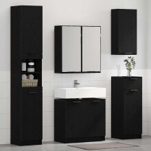 Berkfield Bathroom Furniture Set 3 pcs Black Oak Engineered Wood