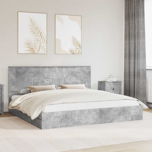 Berkfield Storage Bed Concrete Grey 200 x 200 cm Engineered Wood