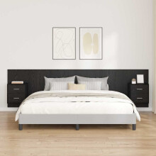 Berkfield Headboard with Cabinet 3 pcs Black Oak Engineered Wood