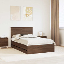 Berkfield Bed Frame with Drawer Brown Oak 120 x 190 cm Engineer Wood