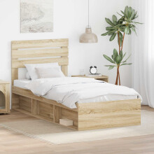 Berkfield Bed Frame with Headboard Sonoma 90 x 190 cm Solid Pine Wood