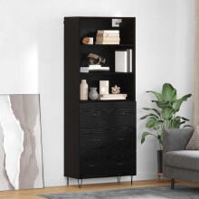 Berkfield Highboard with Drawer 2 pcs Black Oak Engineered Wood
