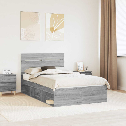 Berkfield Bed Frame Grey Sonoma 120 x 190 cm Solid Pine Wood