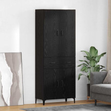 Berkfield Highboard Black Oak 69.5 x 34 x 180 cm Engineered Wood