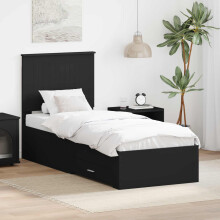 Berkfield Bed Frame Black and Silver 70 x 190 cm Engineered Wood