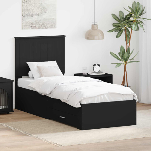 Berkfield Bed Frame Black and Silver 70 x 190 cm Engineered Wood