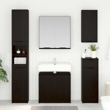 Berkfield Bathroom Cabinet Set with Shelf 2 pcs Black Oak Engineered Wood
