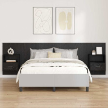Berkfield Headboard with Cabinet 3 pcs Black Oak Engineered Wood