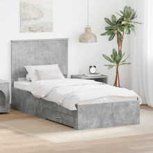 Berkfield Bed Frame with Drawer Concrete Grey 90 x 200 cm Engineered Wood