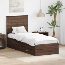 Berkfield Bed Frame Brown Oak and Silver 70 x 190 cm Engineered Wood