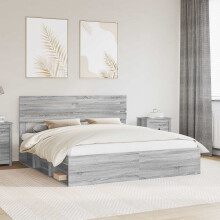 Berkfield Bed Frame Grey Sonoma 180 x 200 cm Solid Pine Wood
