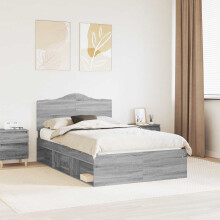 Berkfield Bed Frame Grey Sonoma 120 x 190 cm Solid Pine Wood
