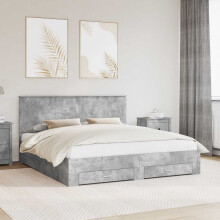 Berkfield Bed Frame Concrete Grey 180 x 200 cm Engineered Wood