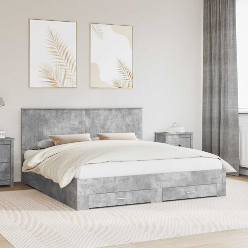 Berkfield Bed Frame Concrete Grey 180 x 200 cm Engineered Wood
