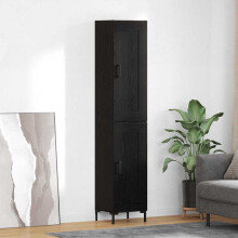 Berkfield Highboard Black Oak 34.5 x 34 x 180 cm Engineered Wood