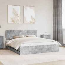Berkfield Bed Frame Concrete Grey 180 x 200 cm Engineered Wood